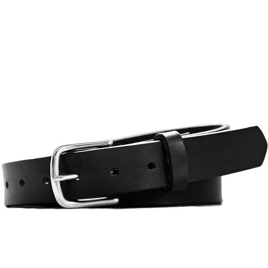 Jean Belt - Black Full grain leather - Nickel belt buckle