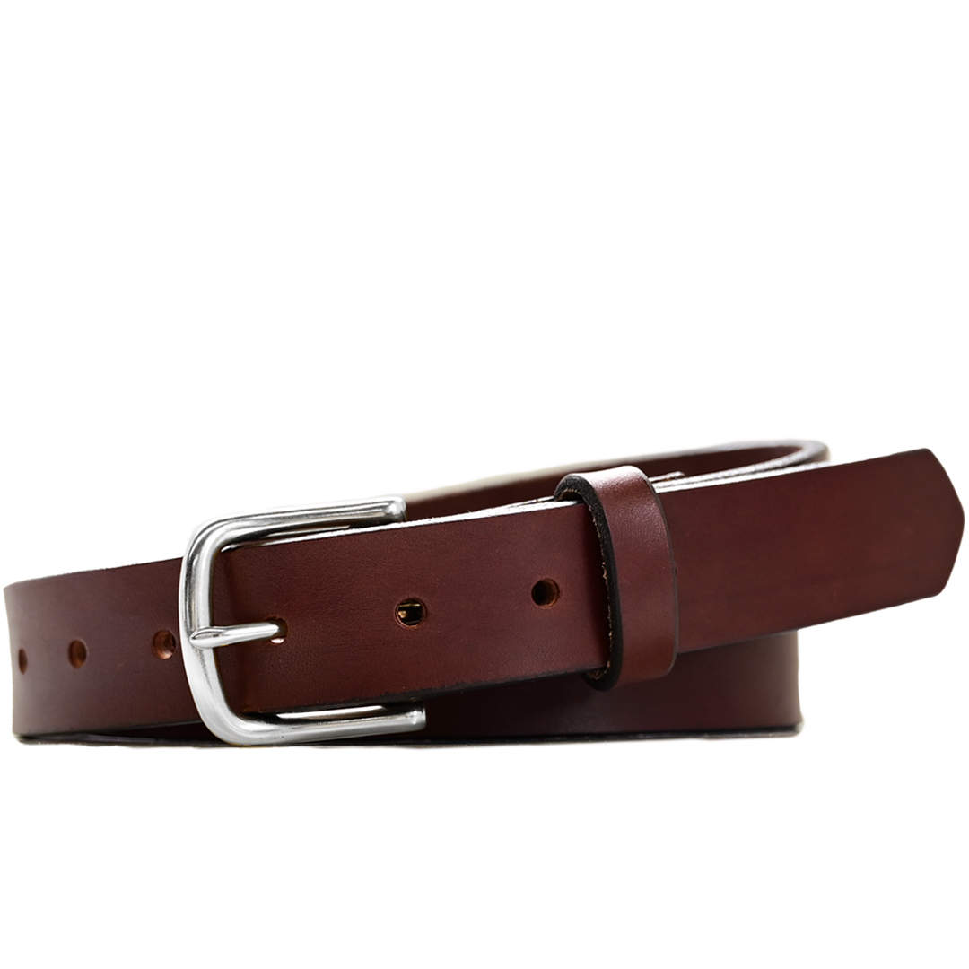 Jean Belt - Brown Full grain leather - nickel belt buckle
