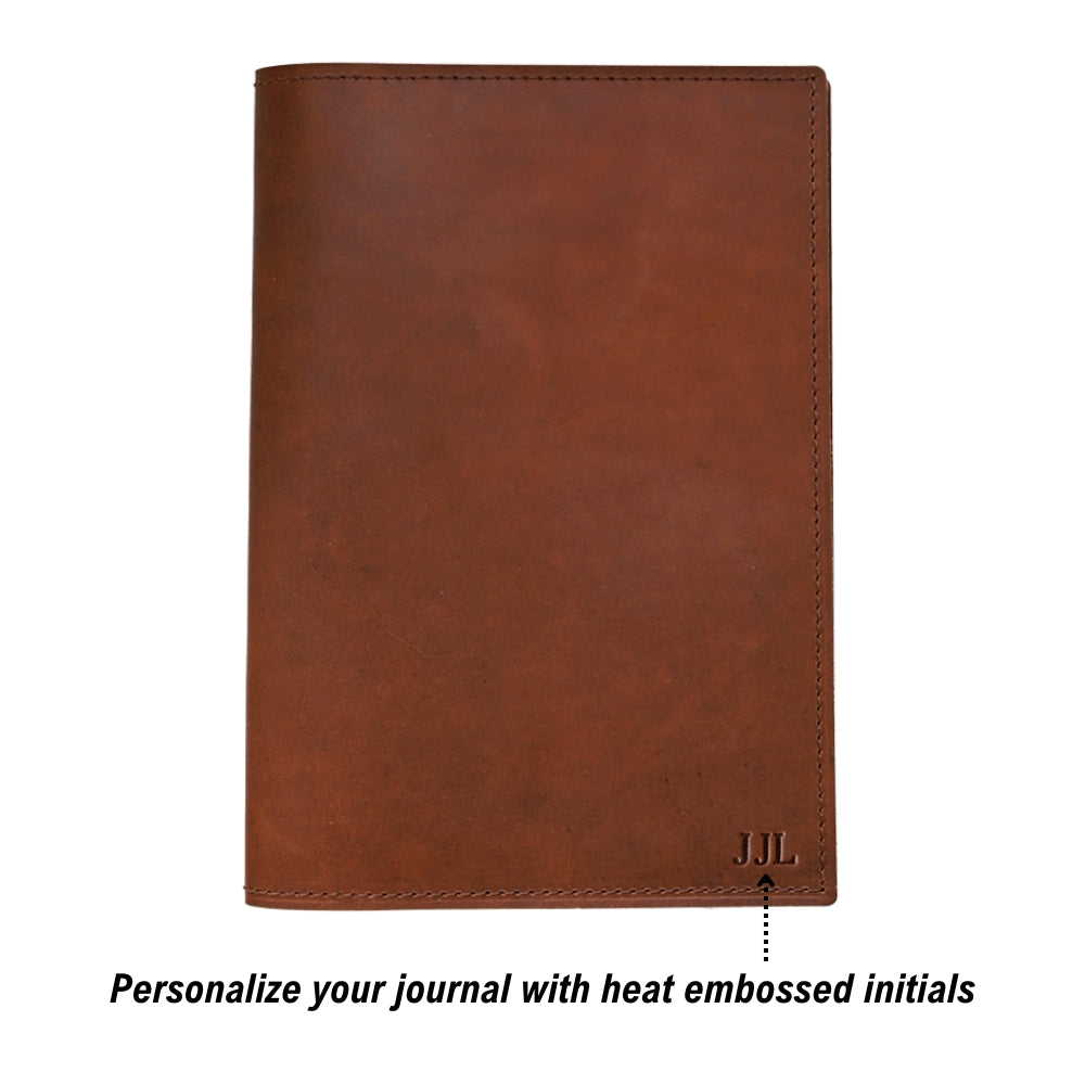 A5 Journal - Brown Leather - Personalized
