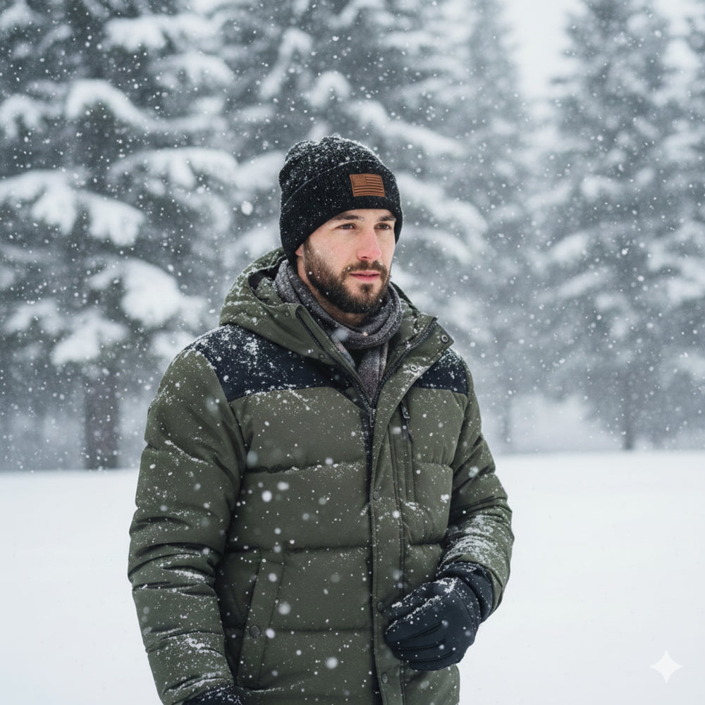 American Flag Watch Cap - Black - Snowstorm