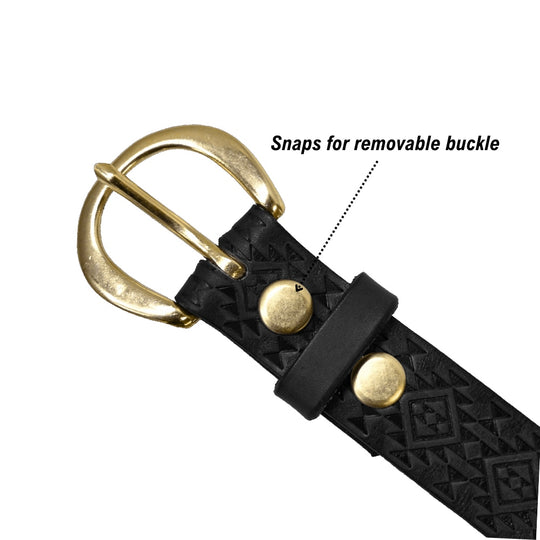 Aztec Belt - Black - Brass - Buckle