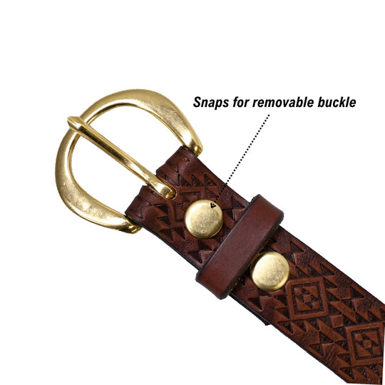 Aztec Belt - Brown - Brass - Buckle