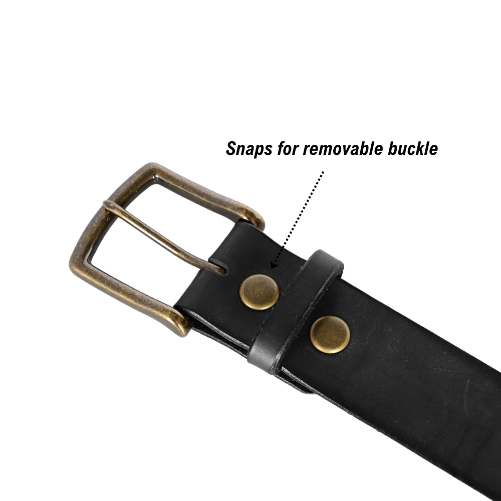 removable snaps heavy duty work belt - antique brass/black
