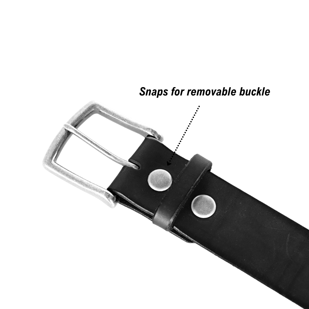 removable snaps heavy duty work belt - nickel/black
