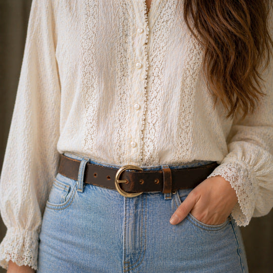 Rhiannon Belt - Brown - Brass - Lifestyle