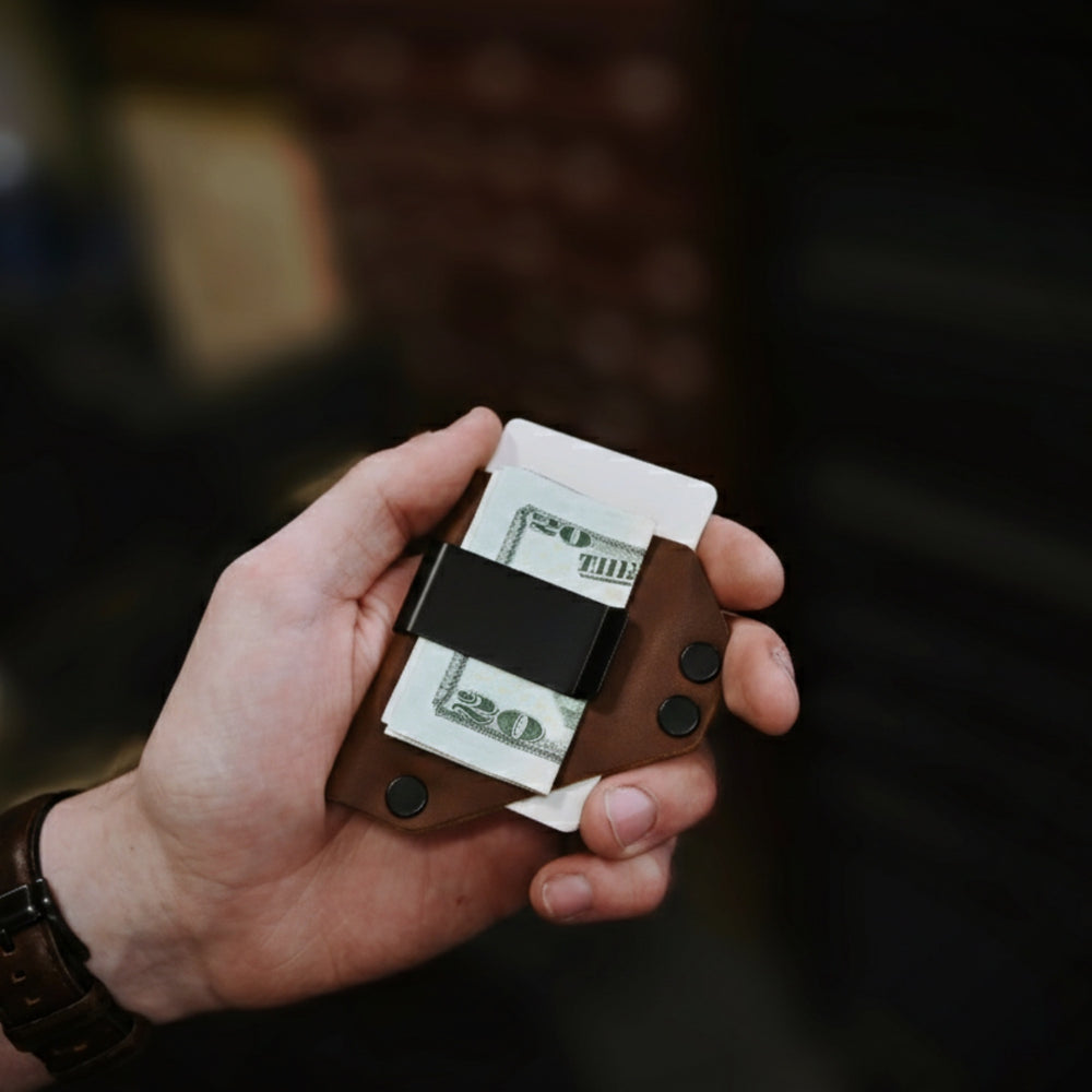 Caliber Clip - Brown Leather - Black hardware - lifestyle