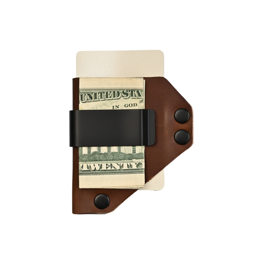 Caliber Clip - Brown Leather - Black hardware - front
