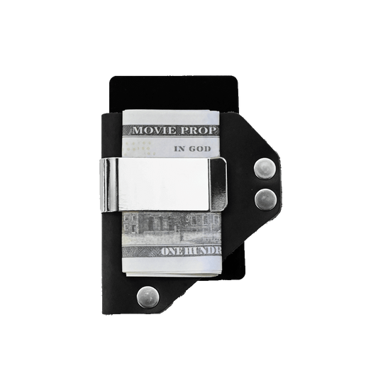 Caliber Clip Black Leather - Nickel Hardware
