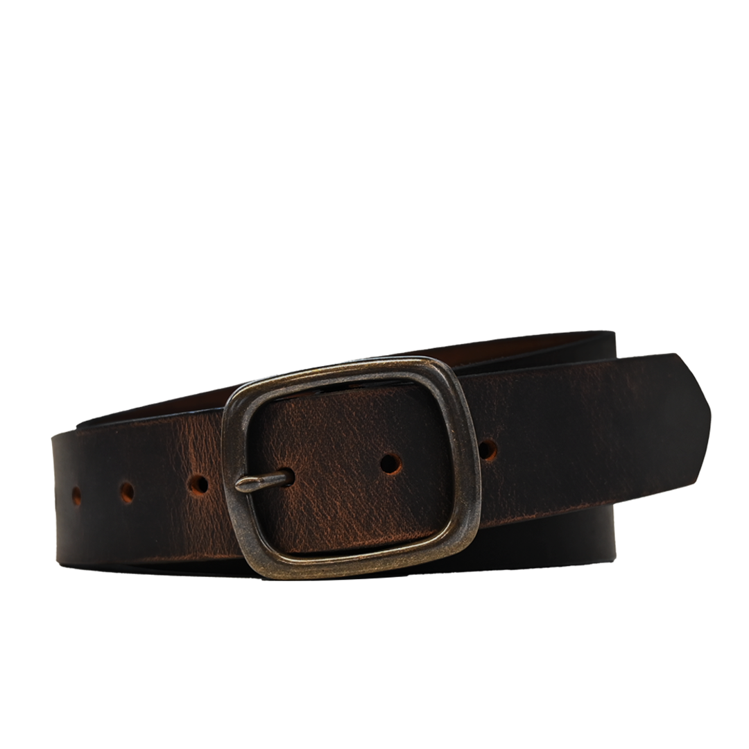 Tuckerman Belt - Distressed Brown - Antique Brass