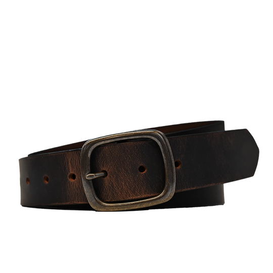 Tuckerman Belt - Distressed Brown - Antique Brass