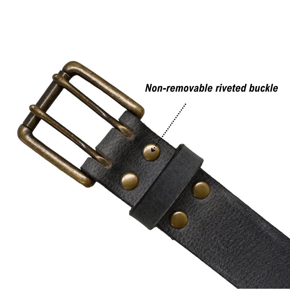 Crawford Double Prong Belt - Gray - Antique Brass - Buckle