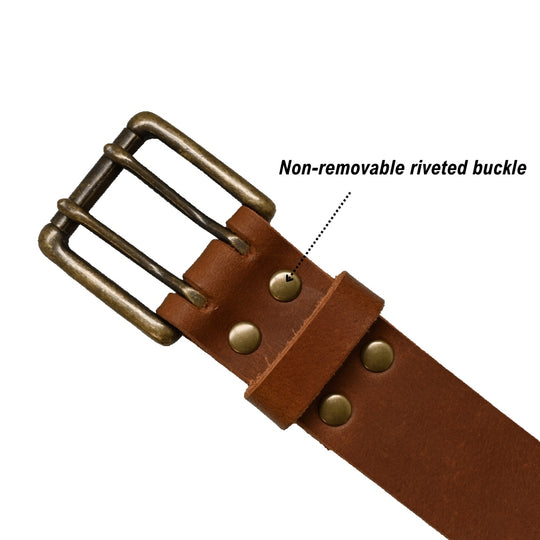 Crawford Double Prong Belt - Tan - Antique Brass - Buckle