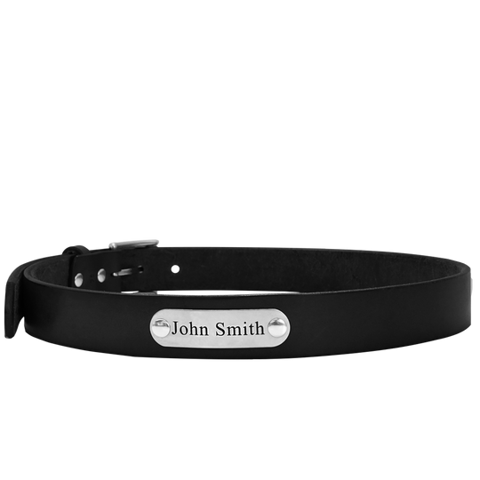 Gentleman's Belt - Black Leather - Nickel Plate - Personalized