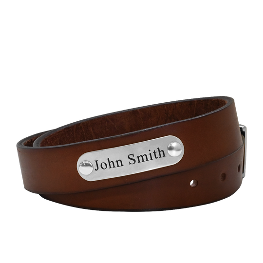 Gentleman's Belt - Brown Leather - Nickel  Plate