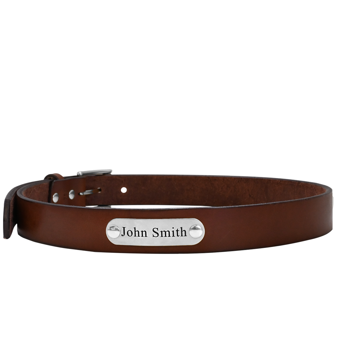 Gentleman's Belt - Brown Leather - Nickel Plate - Personalized
