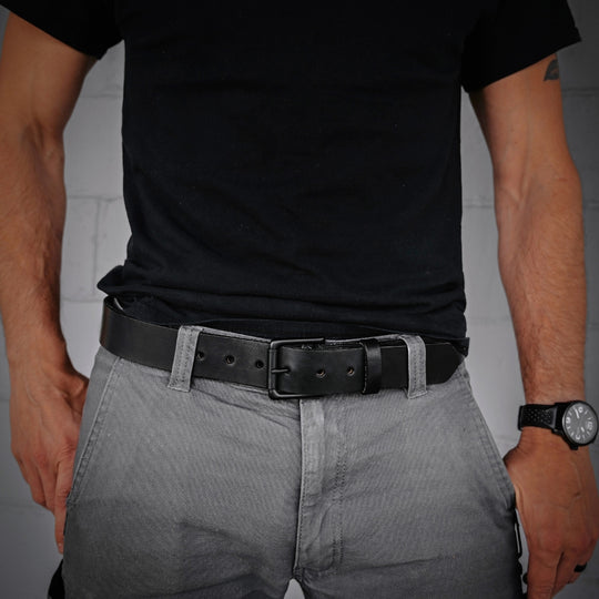 EDC Belt - Black Leather - Lifestyle