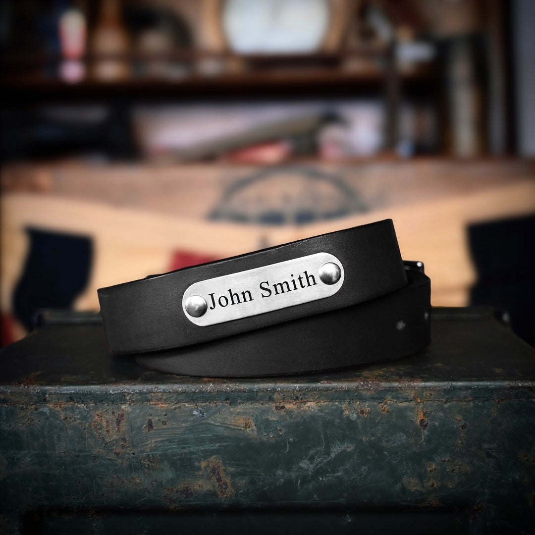 Gentleman's Belt - Black Leather - Nickel Plate - Rolled Up