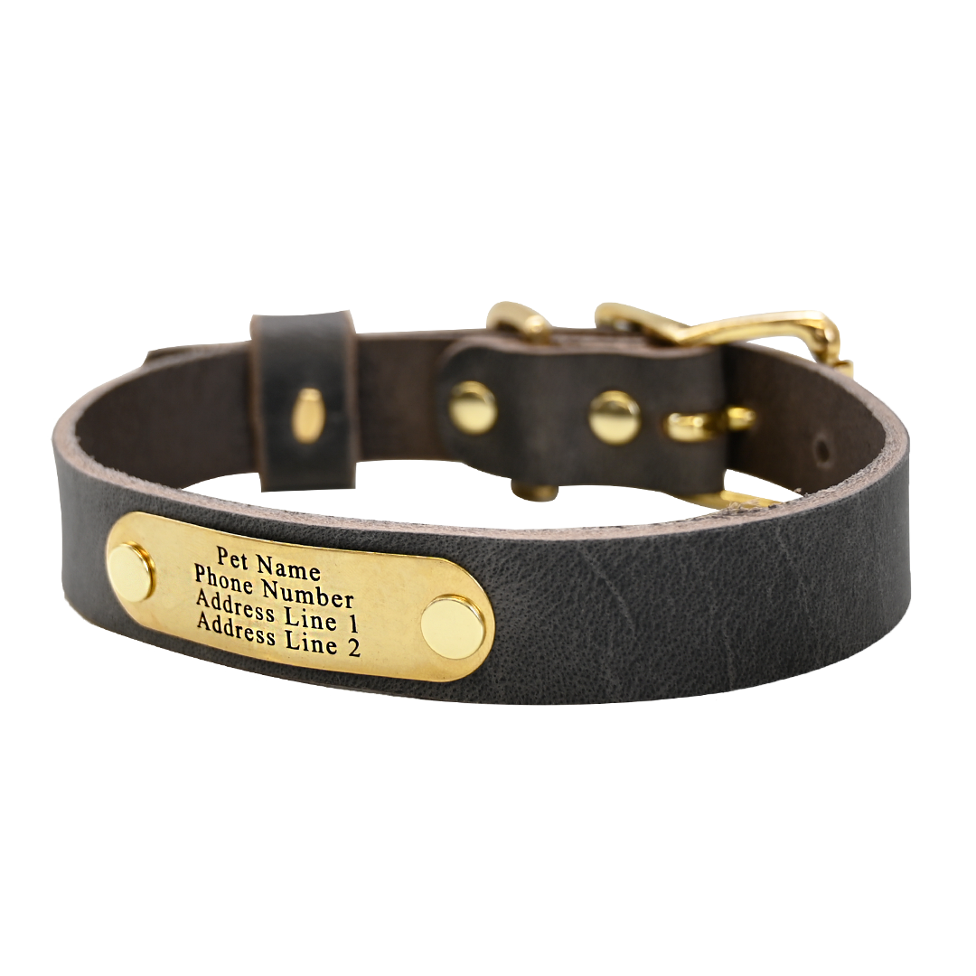 Distressed Gray Collar - Brass Nameplate