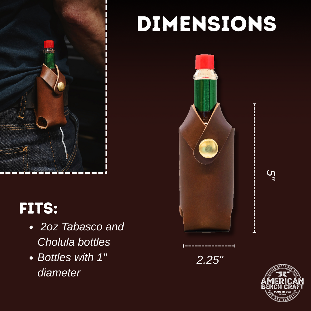 Hot Sauce Holder - Brown Leather - Dimensions