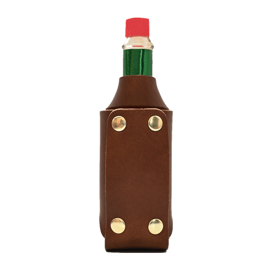 Hot Sauce Holder - Brown Leather - Back