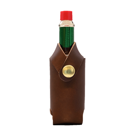 Hot Sauce Holder - Brown Leather - Front