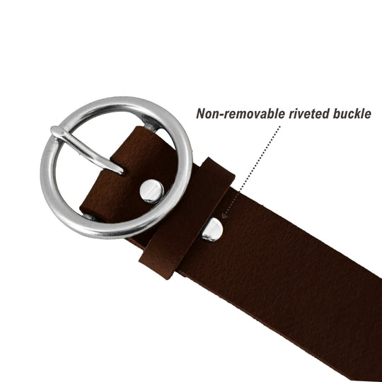 Mustang Belt - Brown Leather - Nickel Hardware