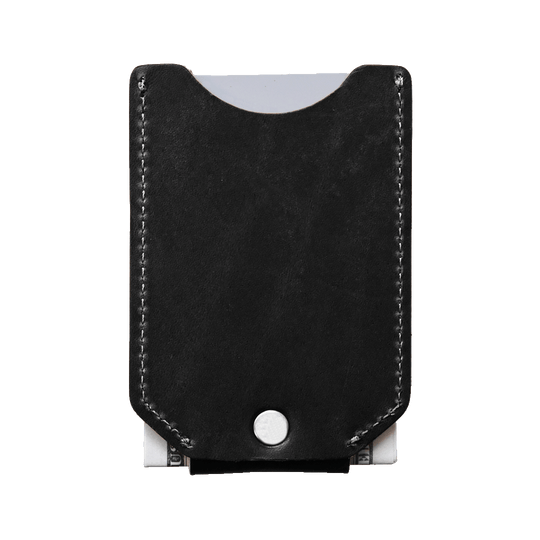 Money Clip Wallet - black leather - back