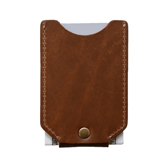 Money Clip Wallet - brown leather - back