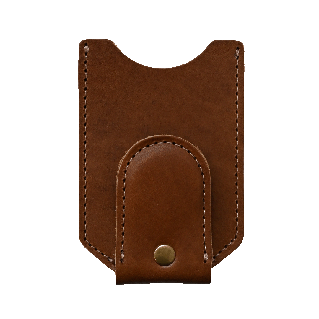 Money Clip Wallet - brown leather - front 