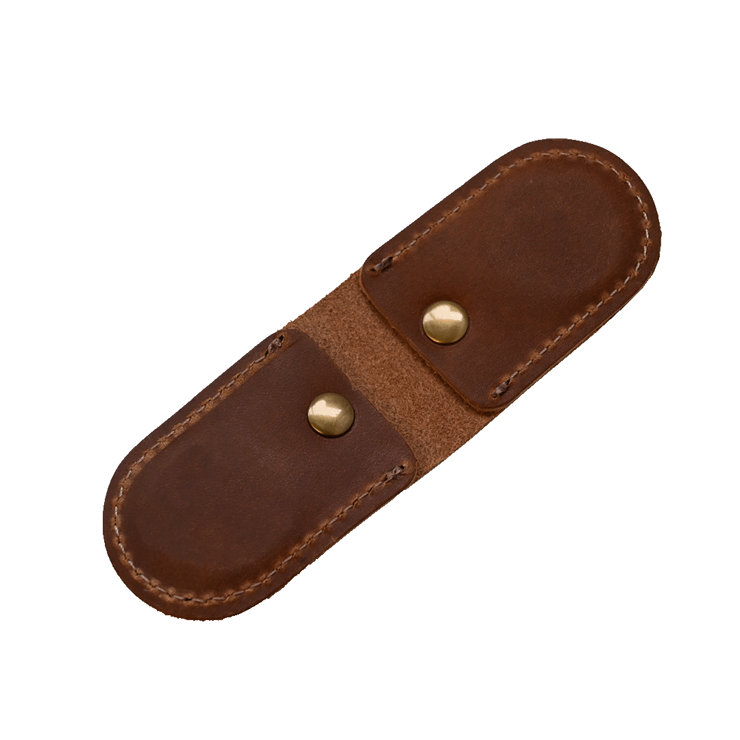 Magnetic Money Clip - Brown Leather - Open