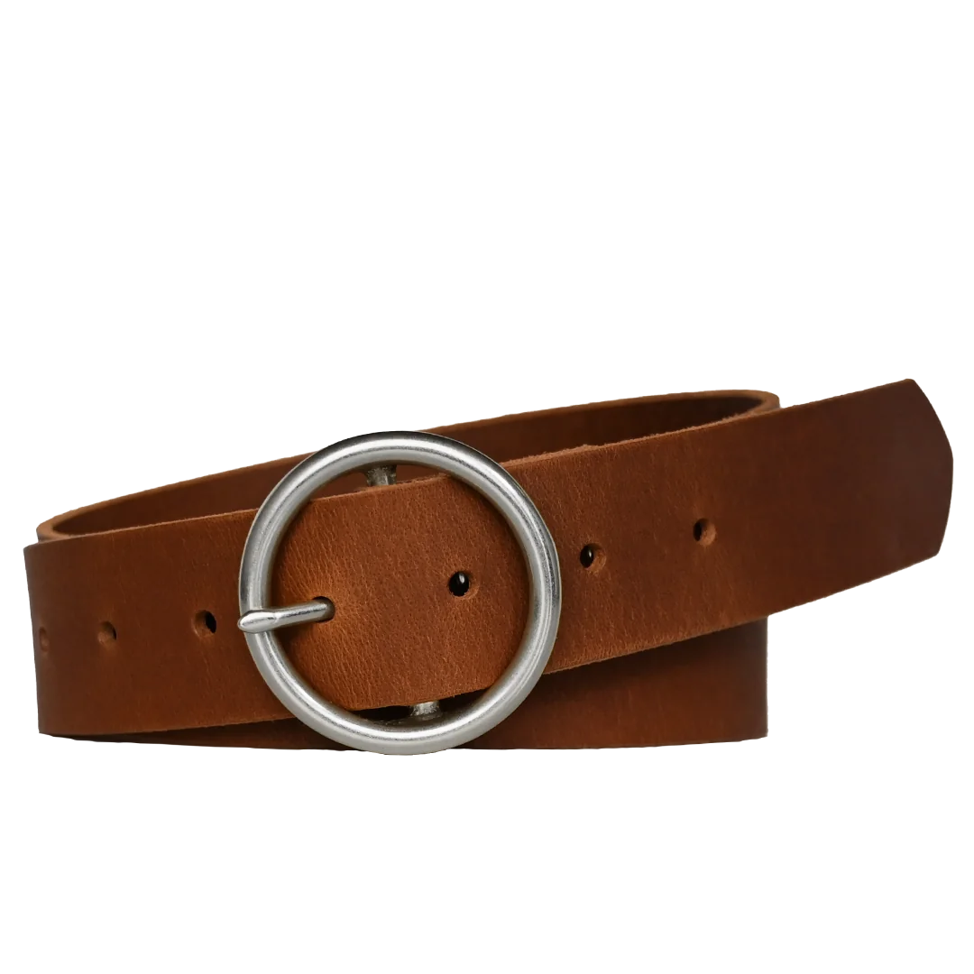 sequoia belt - brown leather with nickel buckle