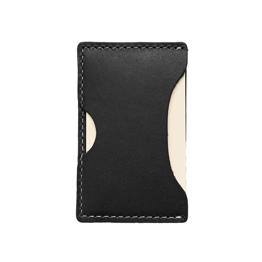 Black Leather Stick-On Card Holder