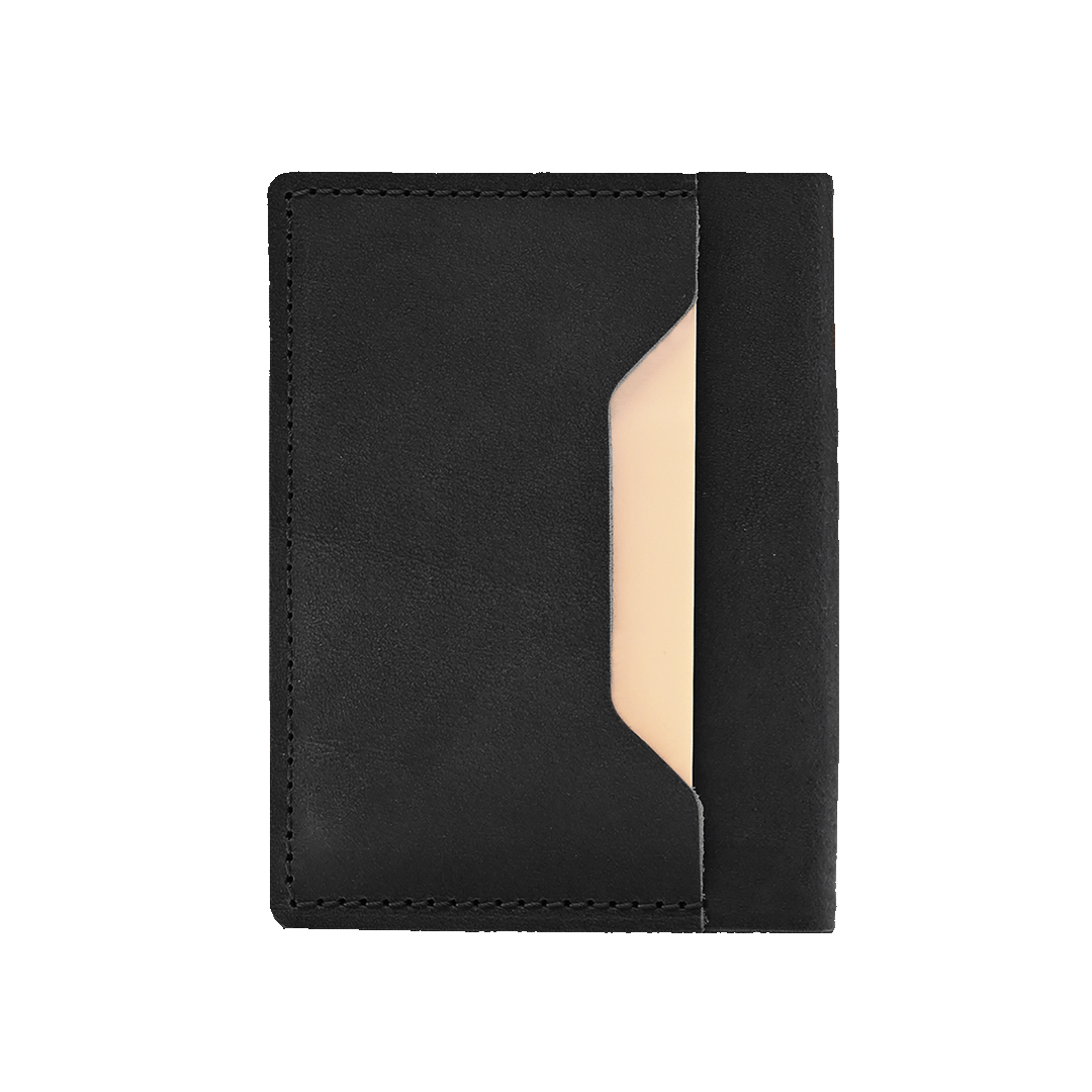 Stitched Leather Bifold Wallet - Black Leather - Back