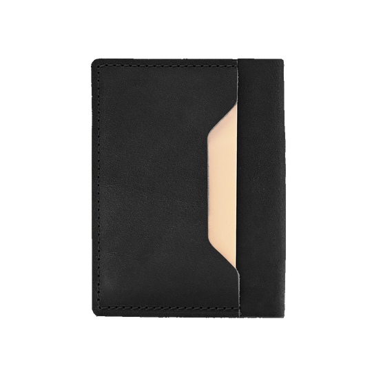 Stitched Leather Bifold Wallet - Black Leather - Back