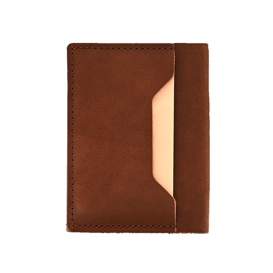 Stitched Leather Bifold Wallet - Brown Leather - Back