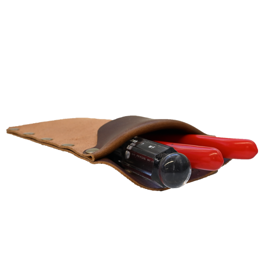 Brown leather Tool Pocket Protector Side View