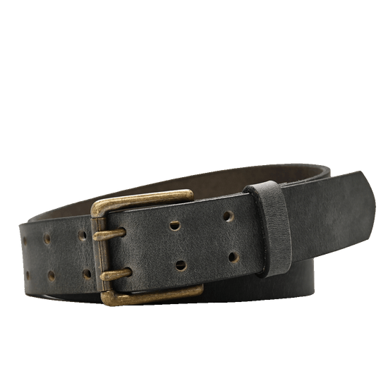 Crawford Double Prong Belt - Gray - Antique Brass