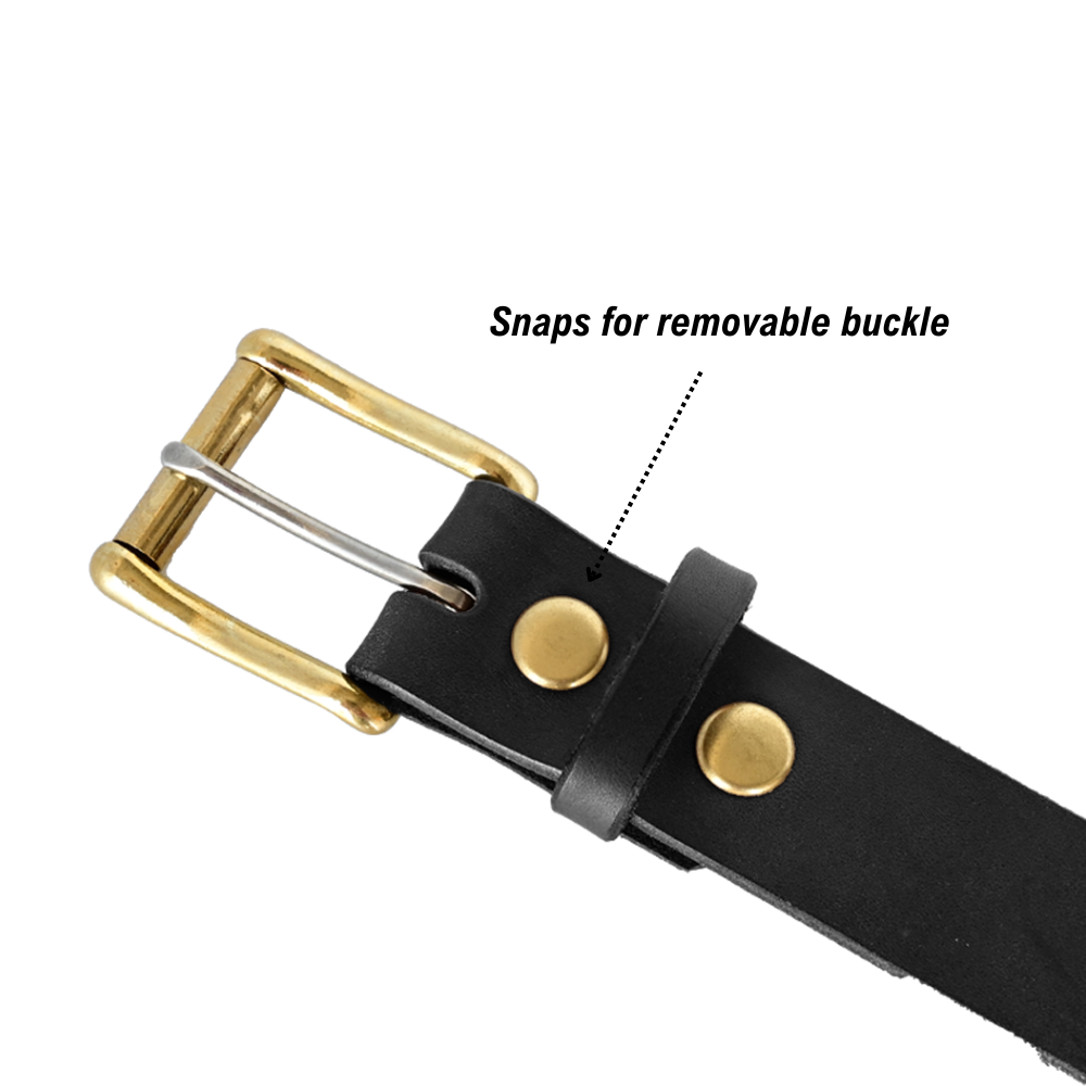 removable snaps for working man's belt - brass/black