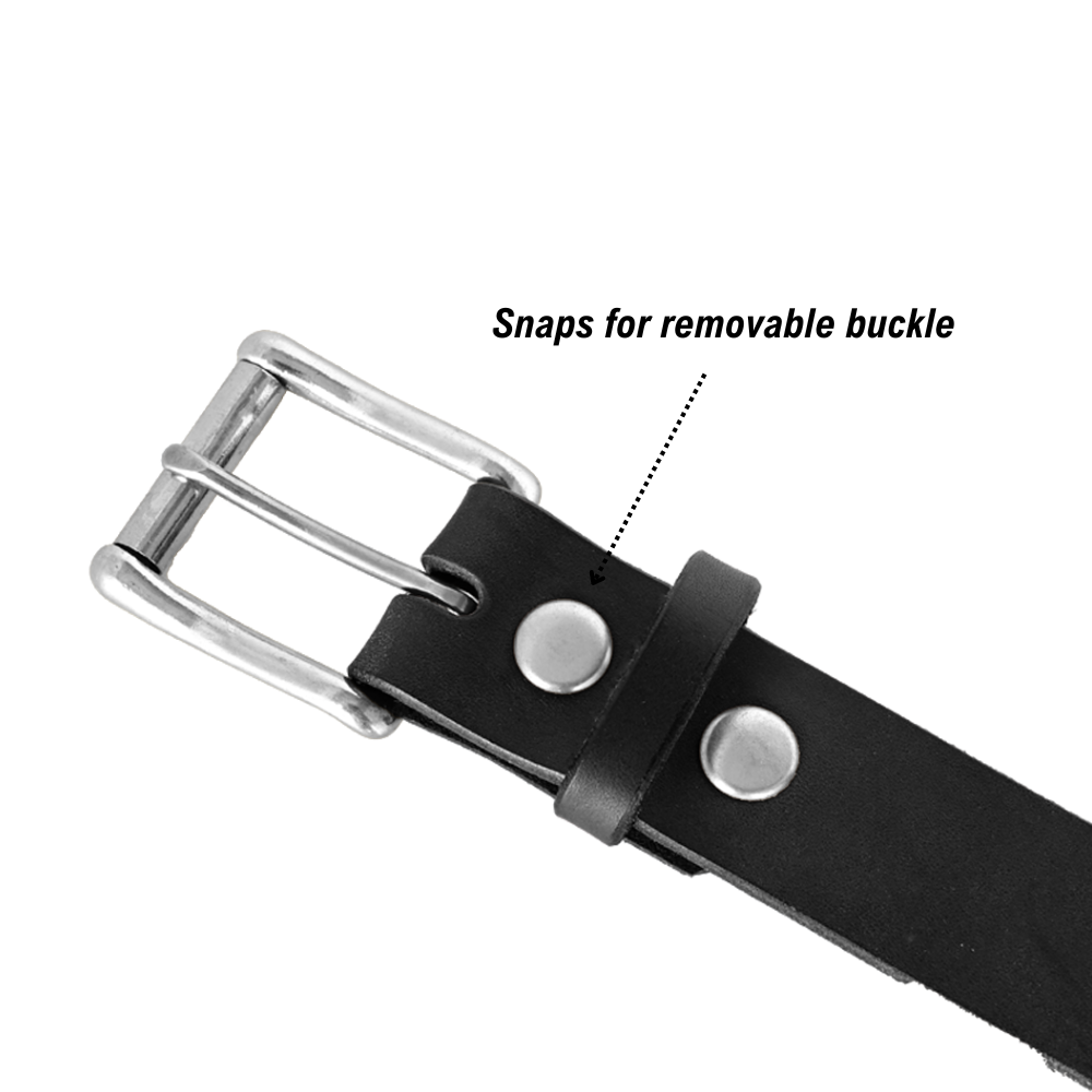 removable snaps for working man's belt - nickel/black