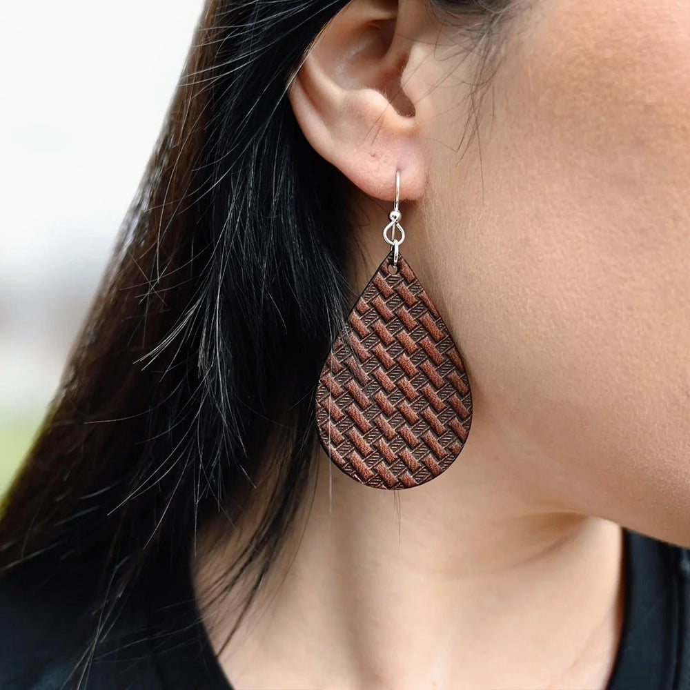 Basketweave Earrings--American Bench Craft-ABC-EAR-BWE-BRT